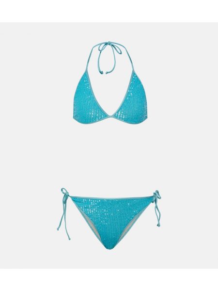 Bikini con lentejuelas Adriana Degreas azul