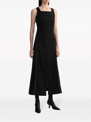 Péřové midi šaty s knoflíky Marine Serre černé