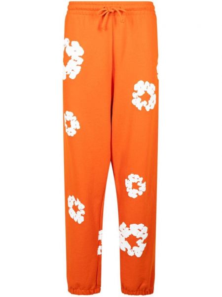 Spodnie sportowe bawełniane z nadrukiem Denim Tears pomarańczowe