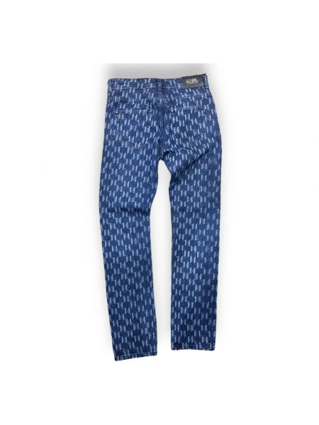 Pantalones rectos de algodón Karl Lagerfeld azul