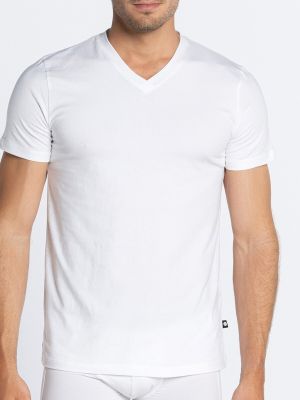 Camiseta de algodón de punto manga corta Punto Blanco blanco