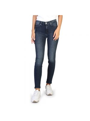 Jeansy skinny w jednolitym kolorze Calvin Klein niebieskie
