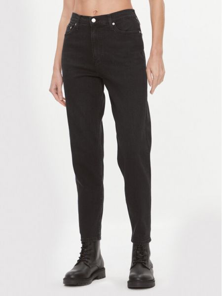 Džíny s klučičím střihem Calvin Klein Jeans černé