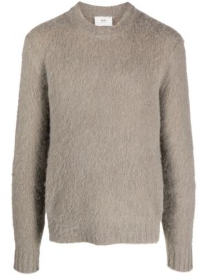 Vlněný svetr z alpaky Ami Paris šedý