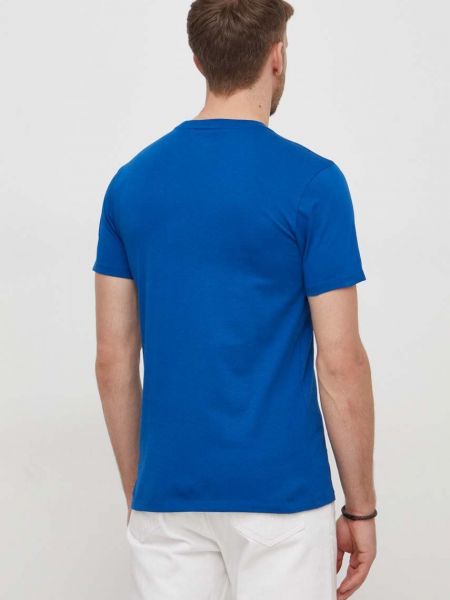 Bavlněné tričko s aplikacemi Guess modré