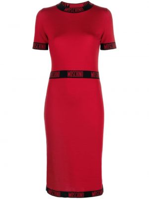 Плетена рокля с принт Moschino червено
