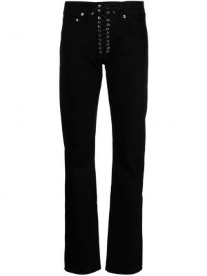 Čipkované šnurovacie džínsy s rovným strihom Ludovic De Saint Sernin čierna