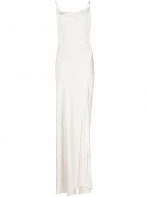 Satynowa sukienka wieczorowa z krepy Jonathan Simkhai biała