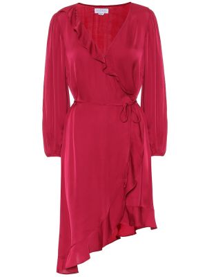 Žametna satenska obleka iz rebrastega žameta Velvet rdeča