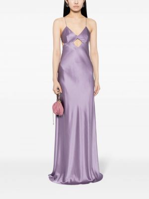 Jedwabna sukienka długa Michelle Mason fioletowa
