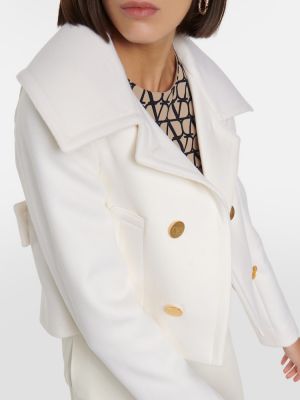 Chaqueta de lana de cachemir con estampado de cachemira Valentino blanco