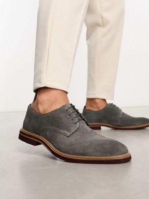 Замшевые туфли на шнуровке Asos серые