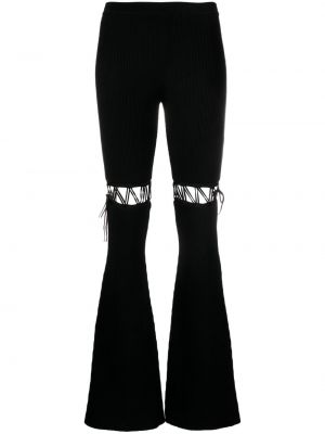 Pantaloni cu șireturi din dantelă Nensi Dojaka negru