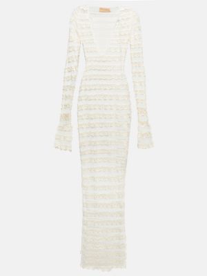 Krajkové průsvitné dlouhé šaty Aya Muse bílé