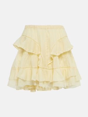 Mini falda de algodón con volantes Marant Etoile amarillo