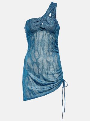 Mini robe en jacquard asymétrique Missoni Mare bleu