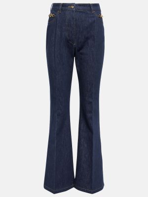 Jeans bootcut taille haute à imprimé large Patou bleu