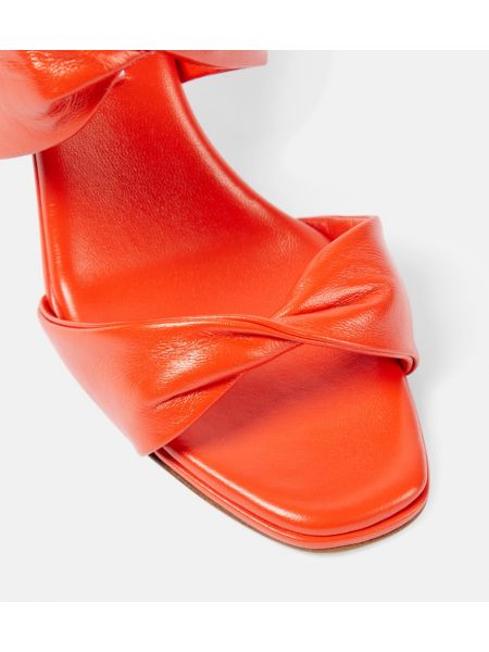 Кожени сандали с клин ток Aquazzura оранжево