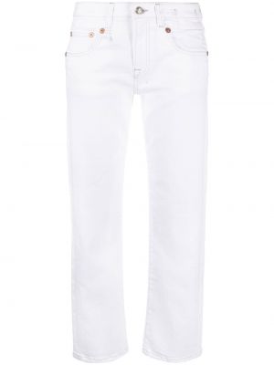 Straight fit džíny s oděrkami R13 bílé