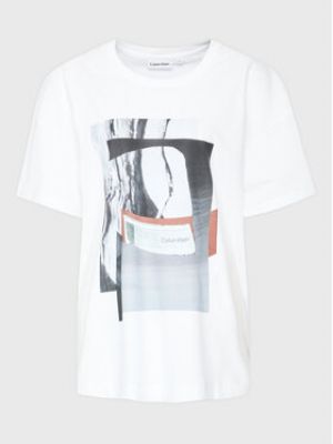 T-shirt à imprimé Calvin Klein Curve blanc