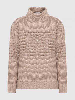 Кашеміровий светр з паєтками Brunello Cucinelli, бежевий