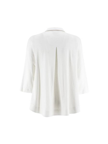 Blusa con bordado de lino Le Tricot Perugia blanco