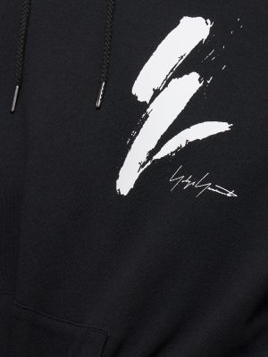 Pamučna hoodie s kapuljačom Yohji Yamamoto crna