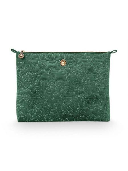 Žametna kozmetična torbica iz rebrastega žameta Pip Studio zelena