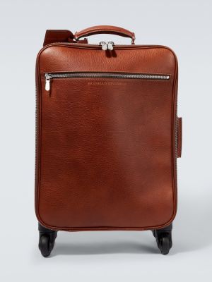 Kožený kufr Brunello Cucinelli hnědý