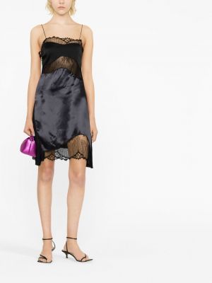 Krajkové saténové koktejlové šaty Victoria Beckham černé