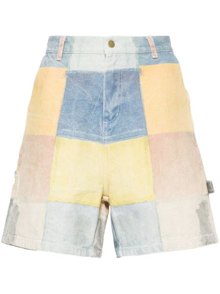 Bermuda kratke hlače s karirastim vzorcem s potiskom Kidsuper modra