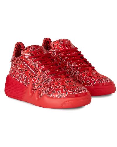 Sneakersy z nadrukiem z wzorem paisley Giuseppe Zanotti czerwone