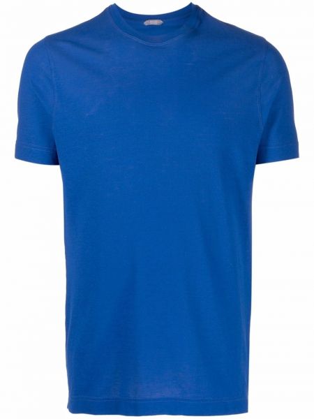 Памучна тениска Zanone синьо