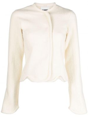 Bavlnená vlnená bunda Jil Sander biela