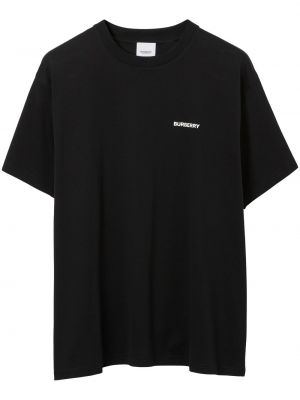 Bavlnené tričko s potlačou s krátkymi rukávmi s okrúhlym výstrihom Burberry - čierna
