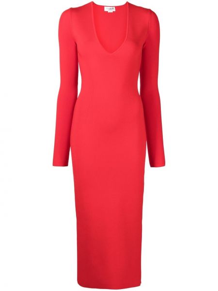 Midi obleka z v-izrezom Victoria Beckham rdeča