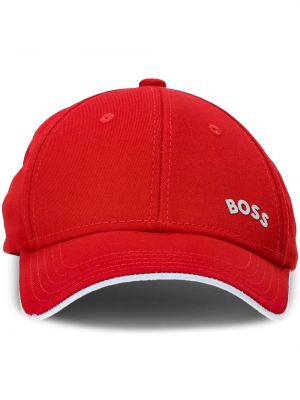 Cappello con visiera con stampa Boss rosso