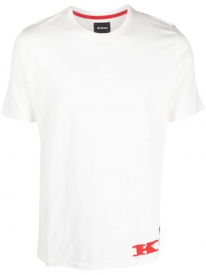 Bombažna majica s potiskom Kiton bela