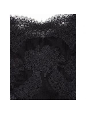 Camiseta de manga larga de algodón manga larga de encaje Ermanno Scervino negro