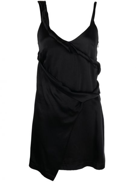 Asymetrické saténové mini šaty Atlein černé