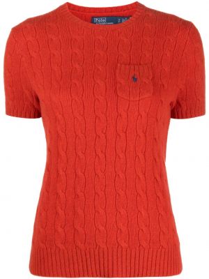 Pletený top s výšivkou Polo Ralph Lauren červená