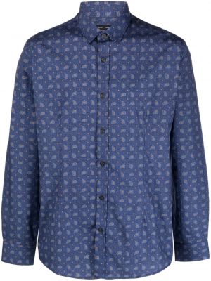 Camicia di cotone con stampa paisley Daniele Alessandrini blu