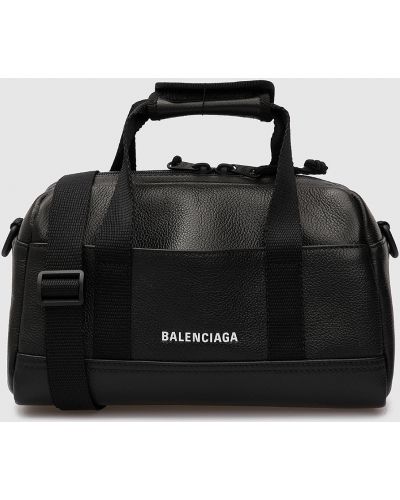 Шкіряна сумка через плече з логотипом Balenciaga, чорна