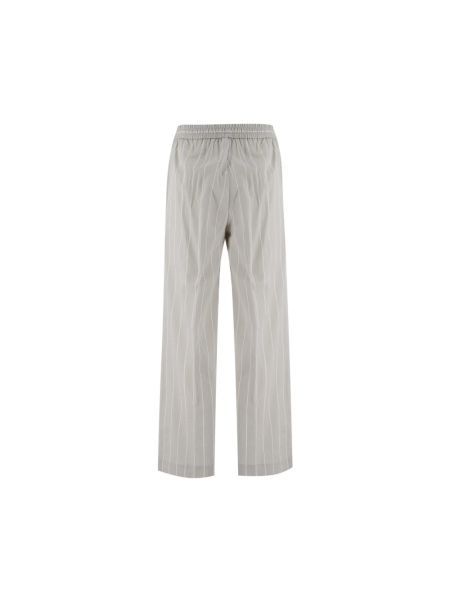 Pantalones rectos de algodón a rayas Le Tricot Perugia blanco