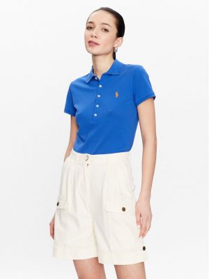 Поло тениска с копчета slim Polo Ralph Lauren синьо