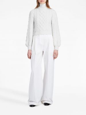 Sweter wełniany z wełny merino z okrągłym dekoltem Proenza Schouler White Label biały