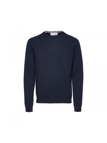 Sweter wełniany Selected niebieski