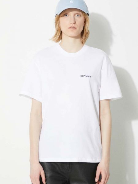 Bavlněné tričko s výšivkou Carhartt Wip bílé