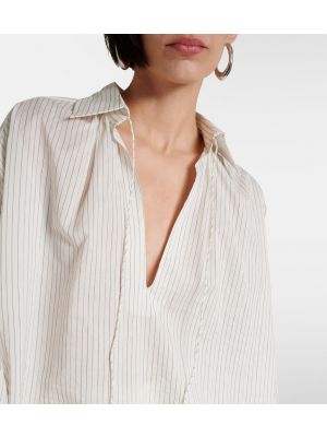 Pruhovaná bavlnená hodvábna košeľa Max Mara biela