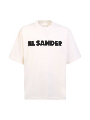 Koszulka z nadrukiem bawełniana Jil Sander biała